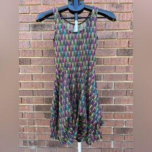 Xhilaration Tank Jersey Dress Tiered Layer Leaf Feather All-Over Print A-line XS